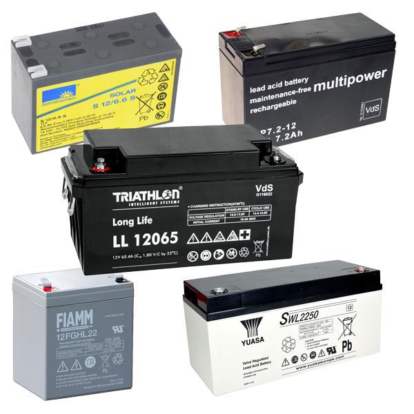 Bleibatterien von Fiamm, Multipower, FGS, Vision, Yuasa, Sonnenschein Triathlon und anderen Herstellern
