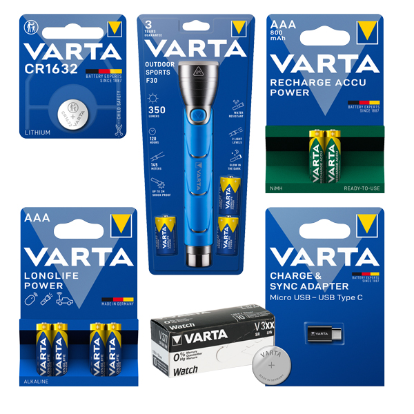 Varta Batterien und Akkus, Ladetechnik, Taschenlampen und vieles mehr